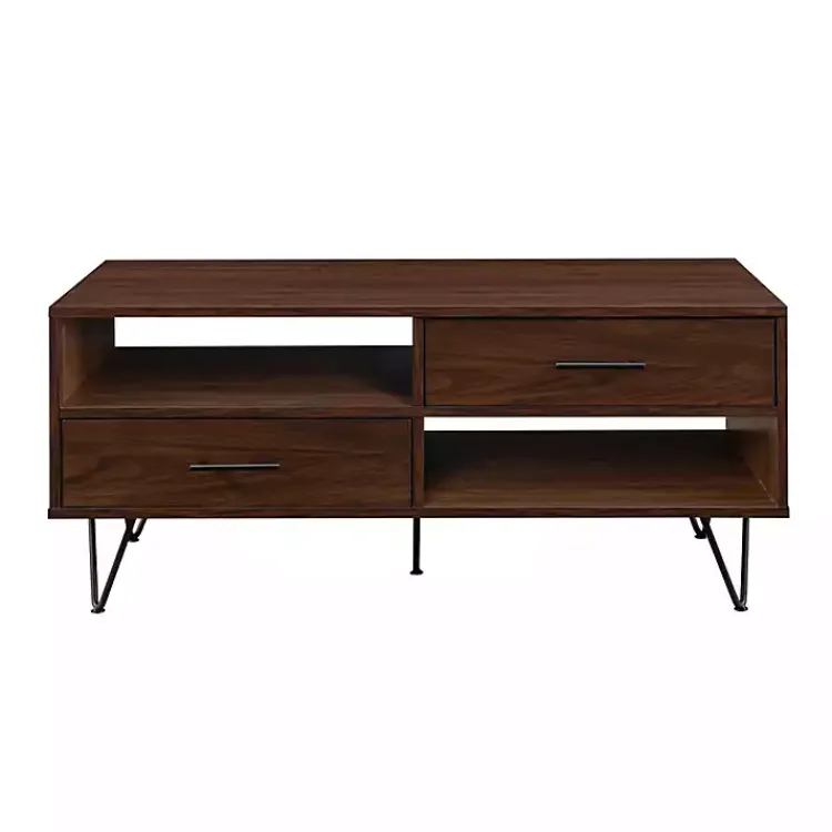 Kirklands Home Coffee Tables|Brown Wood & Black Metal Hairpin Legs Coffee Table