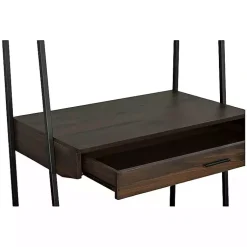 Kirklands Home Office Furniture|Wood & Black Metal 2-Shelf Desk Brown