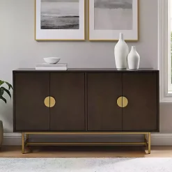 Kirklands Home Cabinets & Sideboards|Wood & Gold Metal Sideboard Brown