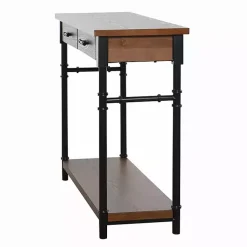 Kirklands Home Console Tables|Brown Wood and Black Metal Ruth Console Table
