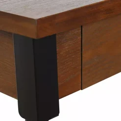 Kirklands Home Console Tables|Brown Wood and Black Metal Ruth Console Table