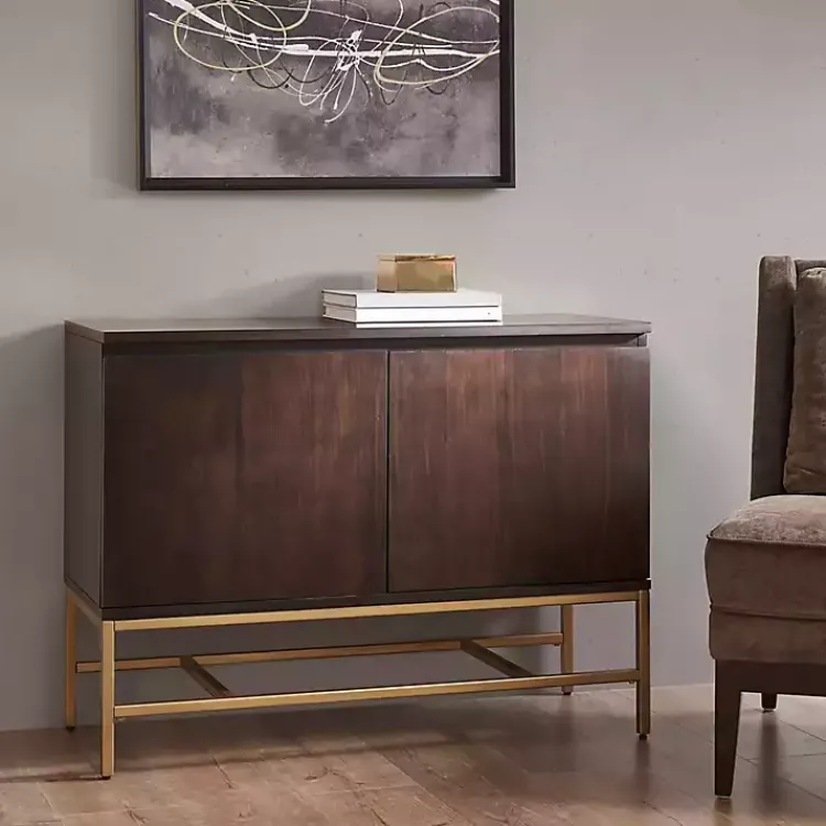 Kirklands Home Tv Stands & Media Consoles|Wood and Gold Martha Stewart Cabinet Brown
