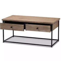 Kirklands Home Coffee Tables|Wood and Metal 2-Drawer Coffee Table Brown