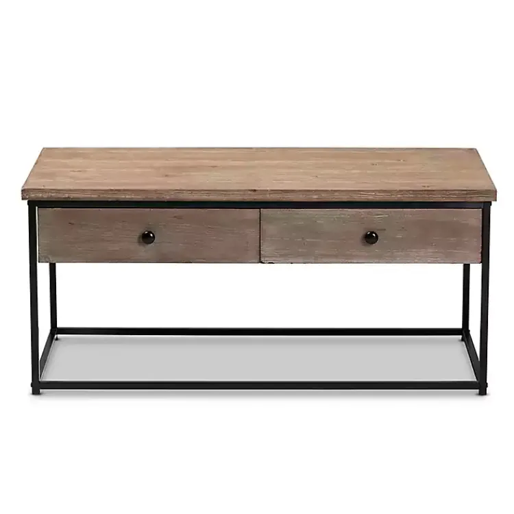 Kirklands Home Coffee Tables|Wood and Metal 2-Drawer Coffee Table Brown