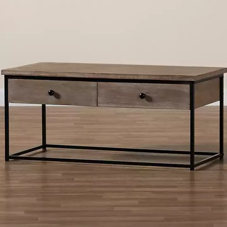 Kirklands Home Coffee Tables|Wood and Metal 2-Drawer Coffee Table Brown