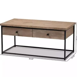 Kirklands Home Coffee Tables|Wood and Metal 2-Drawer Coffee Table Brown