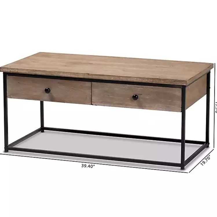 Kirklands Home Coffee Tables|Wood and Metal 2-Drawer Coffee Table Brown