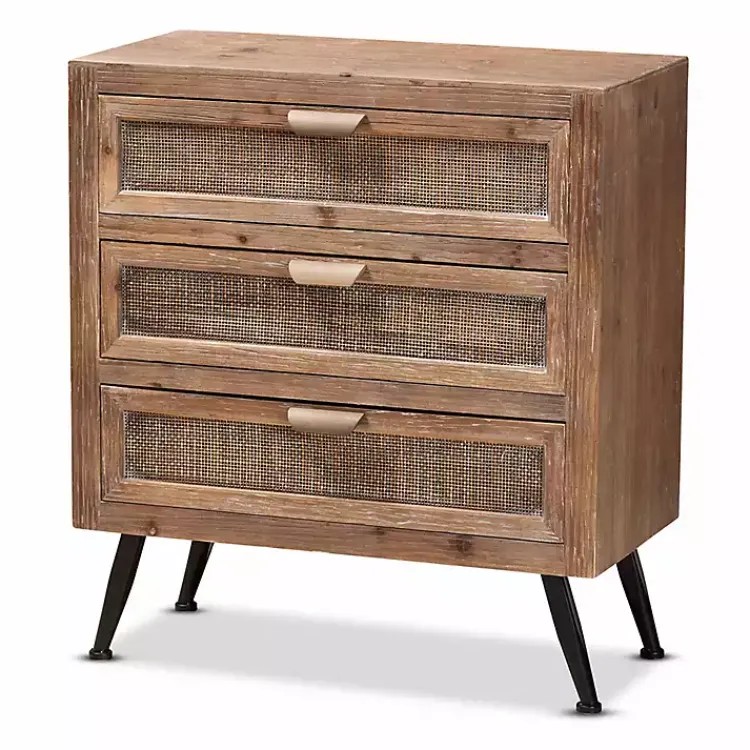 Kirklands Home Cabinets & Sideboards|Wood and Rattan 3-Drawer Cabinet Brown