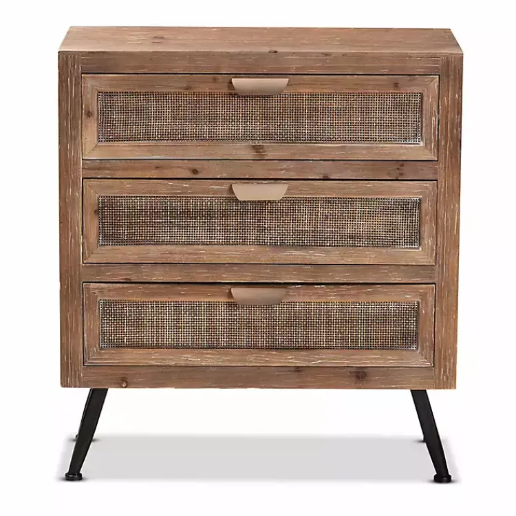 Kirklands Home Cabinets & Sideboards|Wood and Rattan 3-Drawer Cabinet Brown