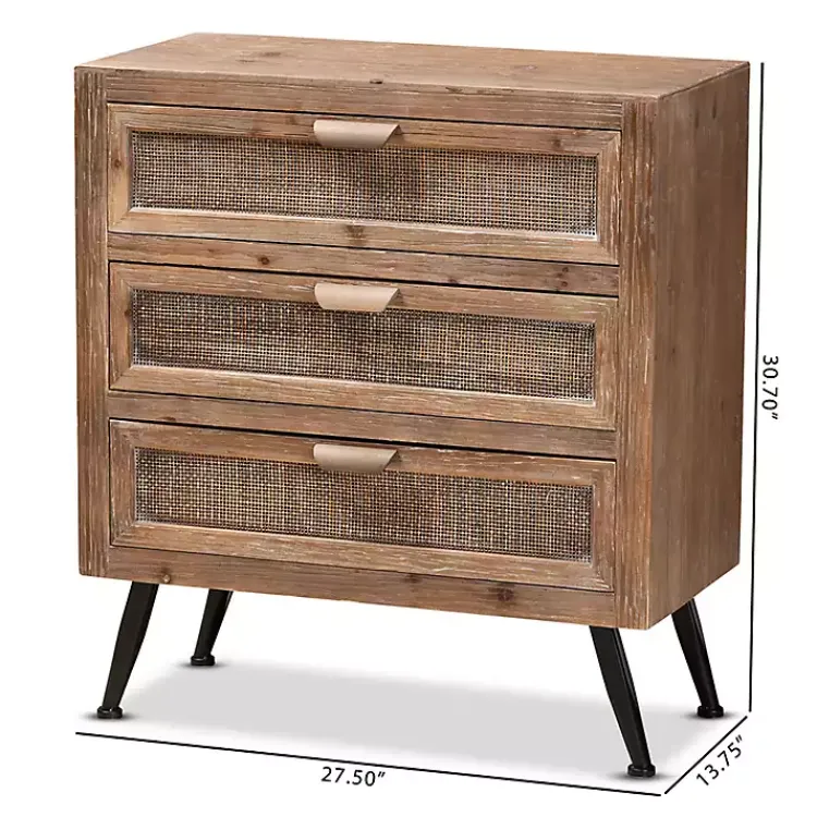 Kirklands Home Cabinets & Sideboards|Wood and Rattan 3-Drawer Cabinet Brown