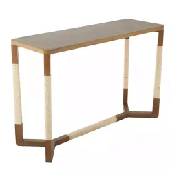 Kirklands Home Console Tables|Wood and Rope Geometric Console Table Brown