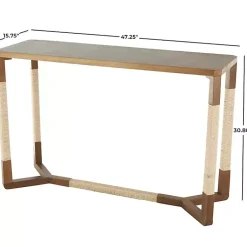 Kirklands Home Console Tables|Wood and Rope Geometric Console Table Brown