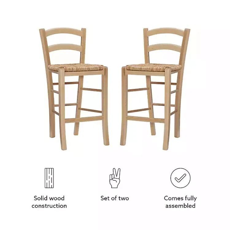 Kirklands Home Bar Stools & Counter Height Stools|Wood and Seagrass Counter Stools, Set of 2 Brown
