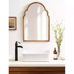 Kirklands Home Decorative Mirrors|Brown Wood Arch Hogan Wall Mirror
