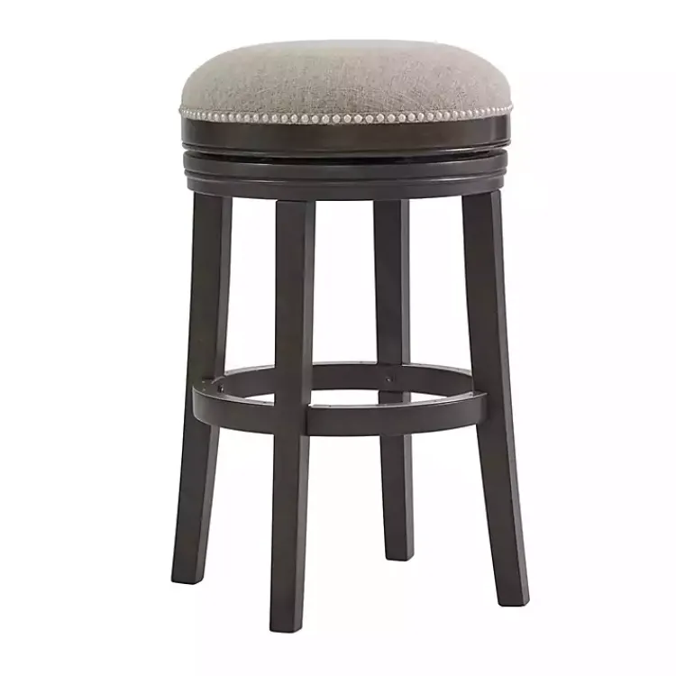 Kirklands Home Bar Stools & Counter Height Stools|Brown Wood Backless Swivel Bar Stool Gray