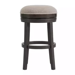 Kirklands Home Bar Stools & Counter Height Stools|Brown Wood Backless Swivel Bar Stool Gray
