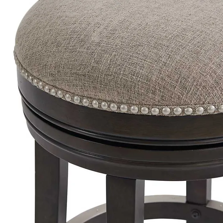 Kirklands Home Bar Stools & Counter Height Stools|Brown Wood Backless Swivel Bar Stool Gray