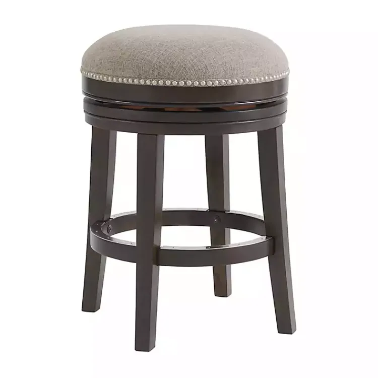 Kirklands Home Bar Stools & Counter Height Stools|Brown Wood Backless Swivel 2-pc. Counter Stool Set Gray