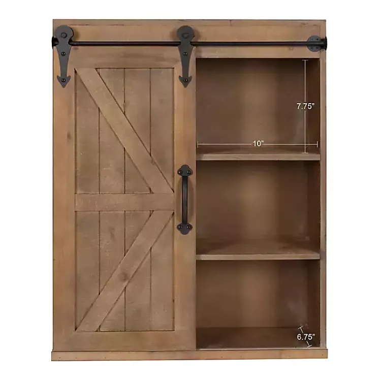 Kirklands Home Wall Storage|Wood Barn Door 5-Shelf Wall Cabinet Brown