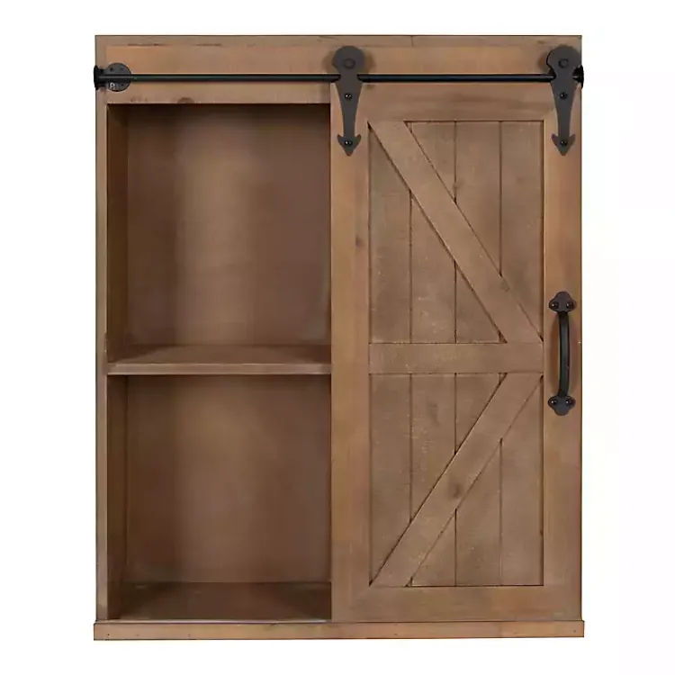 Kirklands Home Wall Storage|Wood Barn Door 5-Shelf Wall Cabinet Brown