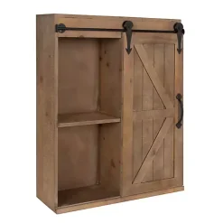 Kirklands Home Wall Storage|Wood Barn Door 5-Shelf Wall Cabinet Brown