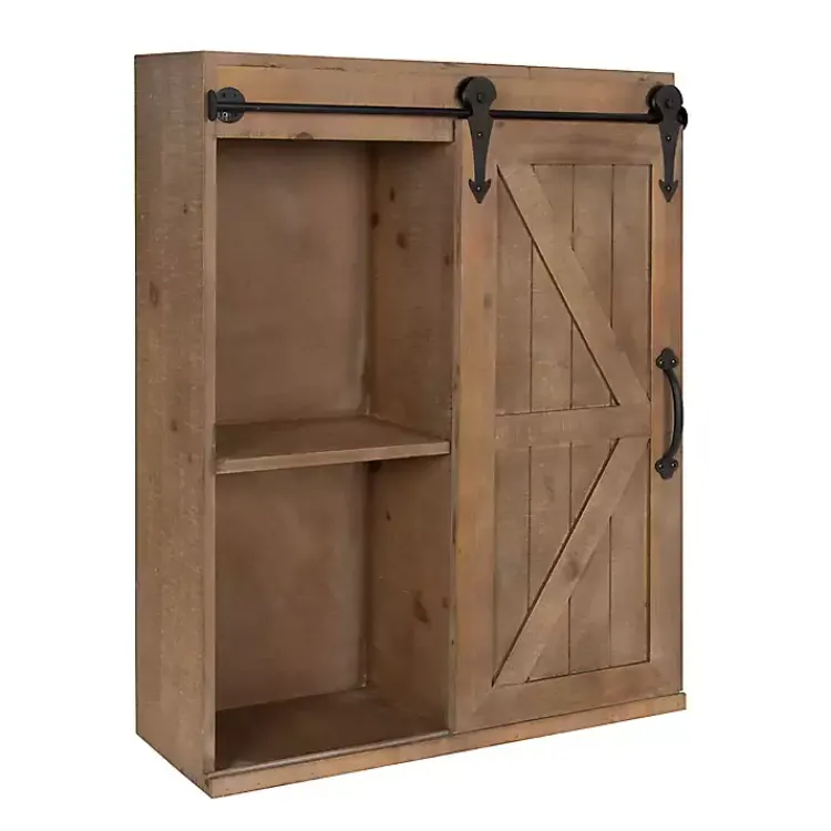 Kirklands Home Wall Storage|Wood Barn Door 5-Shelf Wall Cabinet Brown