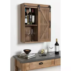 Kirklands Home Wall Storage|Wood Barn Door 5-Shelf Wall Cabinet Brown