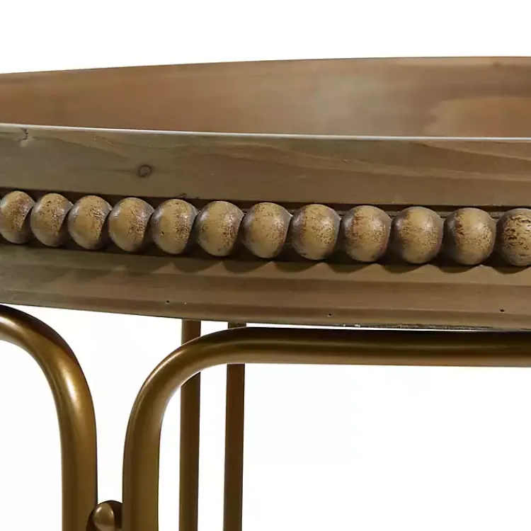 Kirklands Home Accent & End Tables|Wood Beaded Nesting Side Tables, Set of 2 Brown