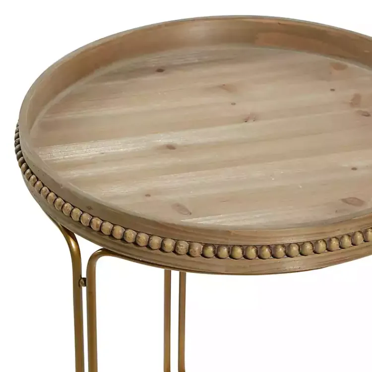 Kirklands Home Accent & End Tables|Wood Beaded Nesting Side Tables, Set of 2 Brown