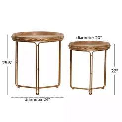 Kirklands Home Accent & End Tables|Wood Beaded Nesting Side Tables, Set of 2 Brown