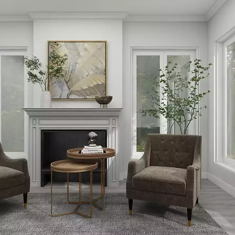 Kirklands Home Accent & End Tables|Wood Beaded Nesting Side Tables, Set of 2 Brown