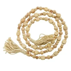 Discount Wood Beads Cream Tassel Garland Decorative Accents
