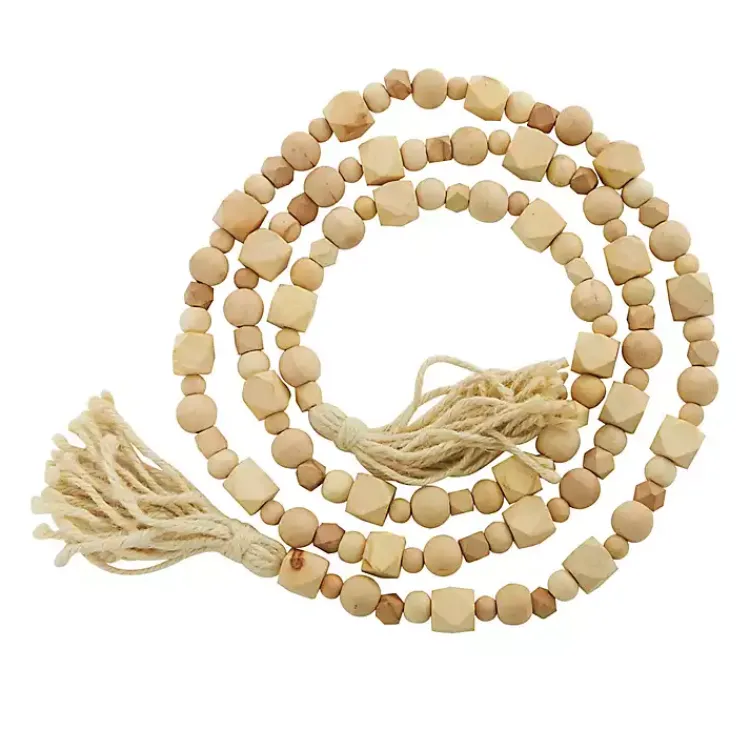 Discount Wood Beads Cream Tassel Garland Decorative Accents