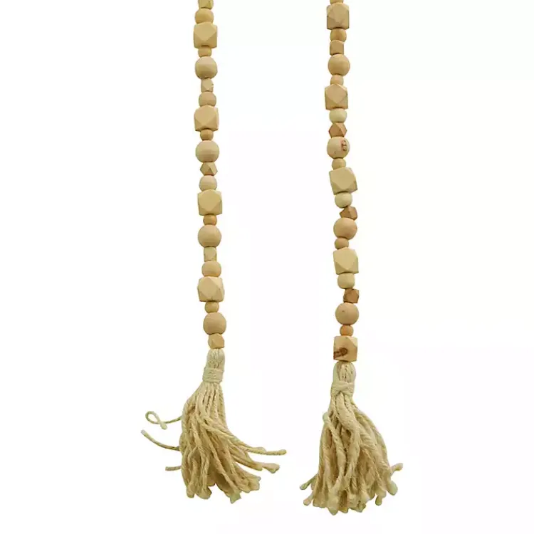 Discount Wood Beads Cream Tassel Garland Decorative Accents