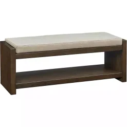Kirklands Home Benches & Ottomans|Wood Bench with Cushion Brown