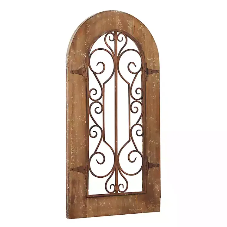 Kirklands Home Wall Plaques|Wood Black Metal Scrollwork Wall Plaque Brown