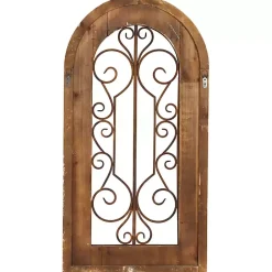 Kirklands Home Wall Plaques|Wood Black Metal Scrollwork Wall Plaque Brown