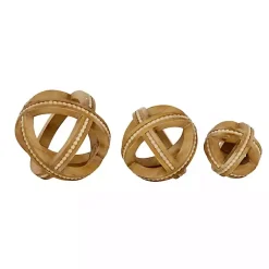 Wood Carved Bead Orbs, Set of 3 Bowl Filler