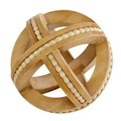 Wood Carved Bead Orbs, Set of 3 Bowl Filler