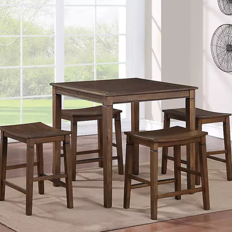 Kirklands Home Dining Tables|Wood Counter Stool 5-pc. Dining Set Brown