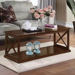 Kirklands Home Coffee Tables|Wood Double X Sides Coffee Table Brown