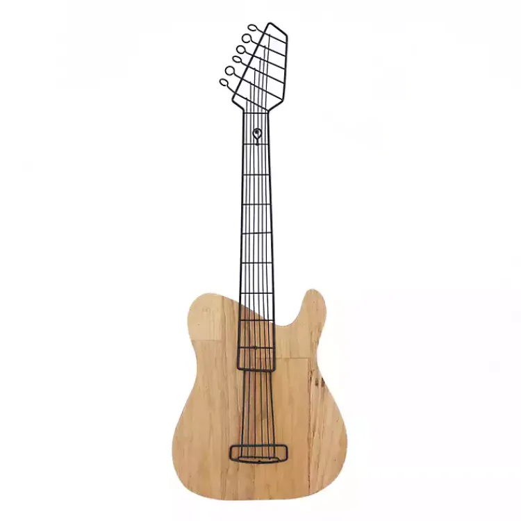 Kirklands Home Wall Plaques|Brown Wood Electric Guitar Wall Plaque