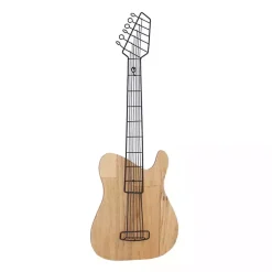 Kirklands Home Wall Plaques|Brown Wood Electric Guitar Wall Plaque