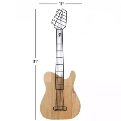Kirklands Home Wall Plaques|Brown Wood Electric Guitar Wall Plaque