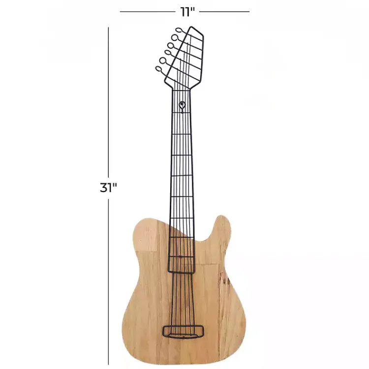 Kirklands Home Wall Plaques|Brown Wood Electric Guitar Wall Plaque