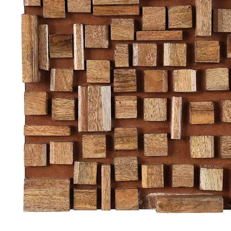 Kirklands Home Wall Plaques|Wood Geometric Block Wall Plaque, 16x48 in. Brown