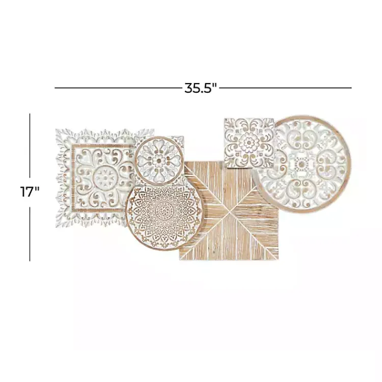 Kirklands Home Wall Plaques|Brown Wood Geometric Layered Shapes Wall Plaque