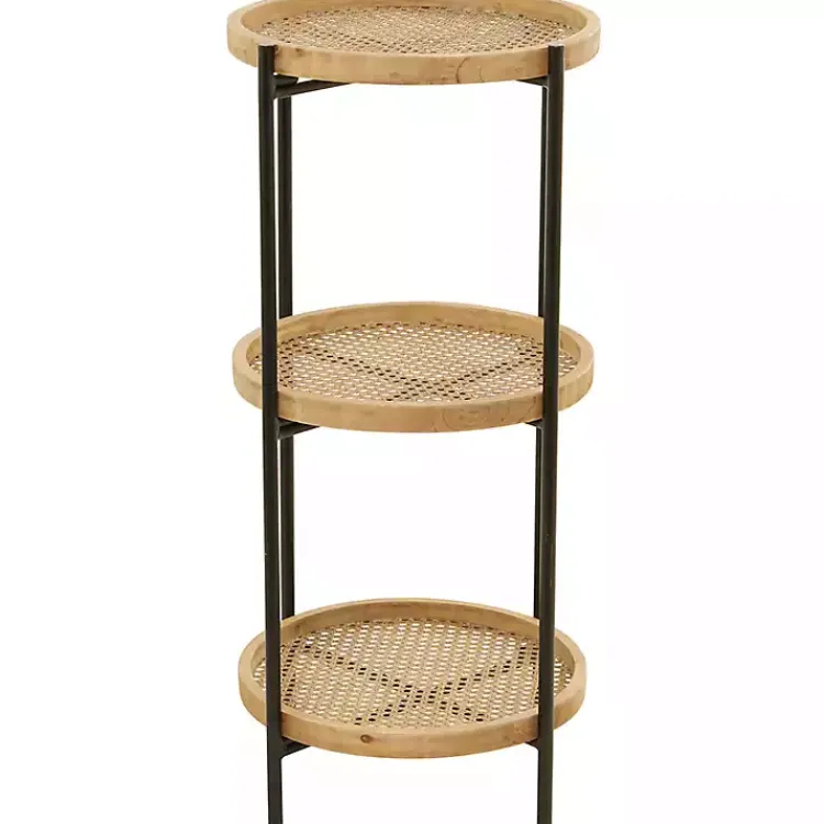 Kirklands Home Accent & End Tables|Wood Mesh Woven 3-Tier Accent Table Brown