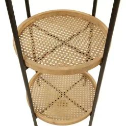 Kirklands Home Accent & End Tables|Wood Mesh Woven 3-Tier Accent Table Brown