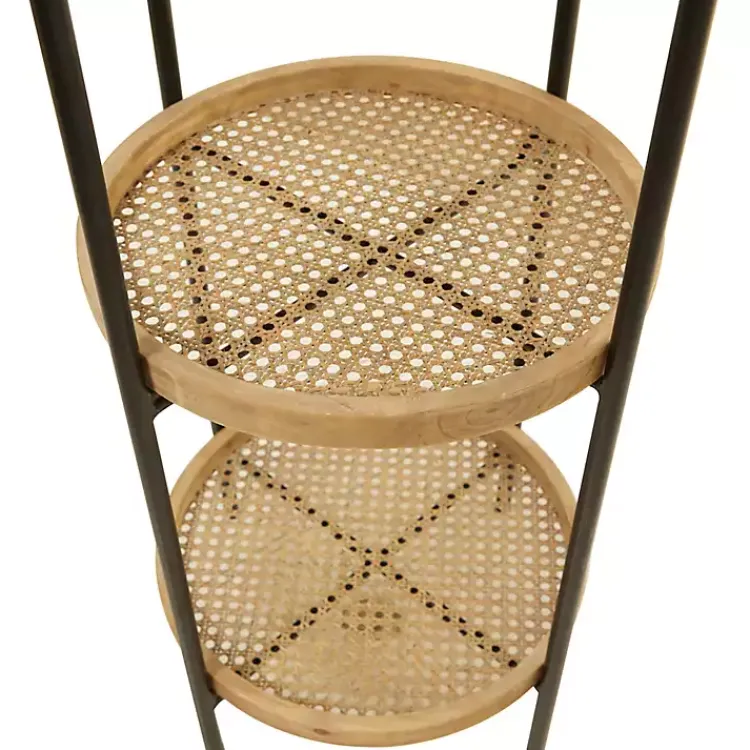 Kirklands Home Accent & End Tables|Wood Mesh Woven 3-Tier Accent Table Brown